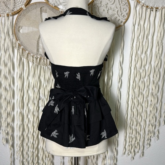 Anthropologie | Girls From Savoy Sparrow Embroidered Halter Top Blouse Size 6 - Picture 4 of 10
